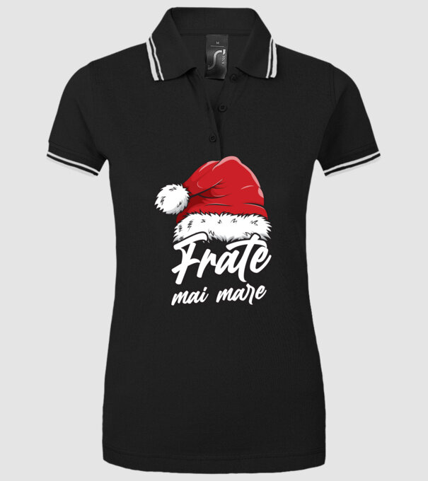 frate mai mare Santa Hat model negru pe tricou