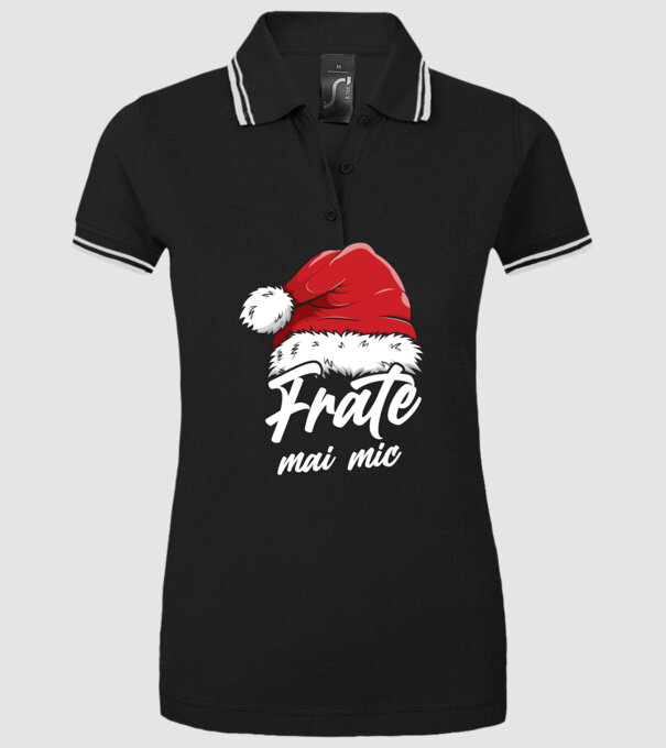 frate mai mic Santa Hat model negru pe tricou