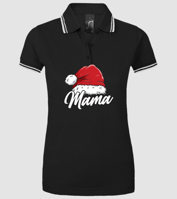 mama Santa Hat model negru pe tricou