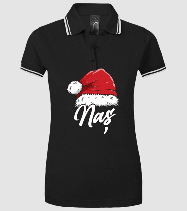 naș Santa Hat model negru pe tricou