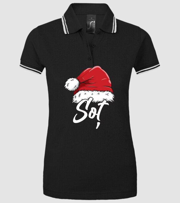 soț Santa Hat model negru pe tricou