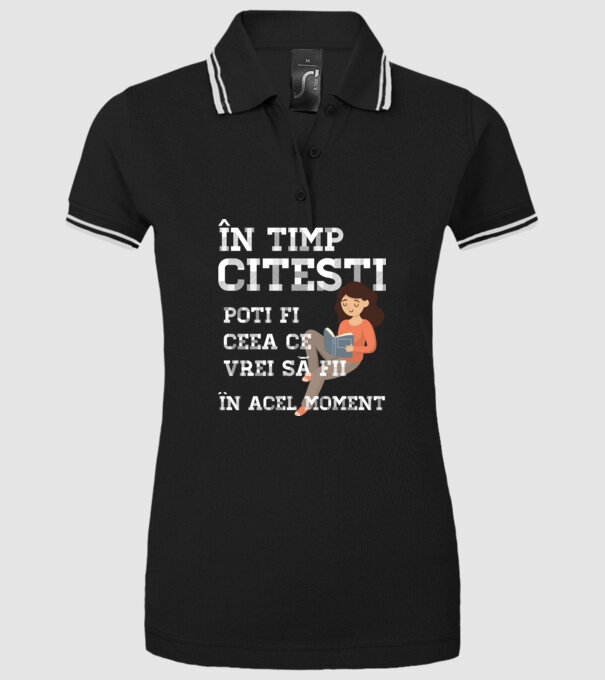 în timp ce citești poți fi ceea ce vrei să fii - în acel moment model negru pe tricou