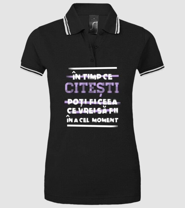 în timp ce citești poți fi ceea ce vrei să fii - în acel moment model negru pe tricou