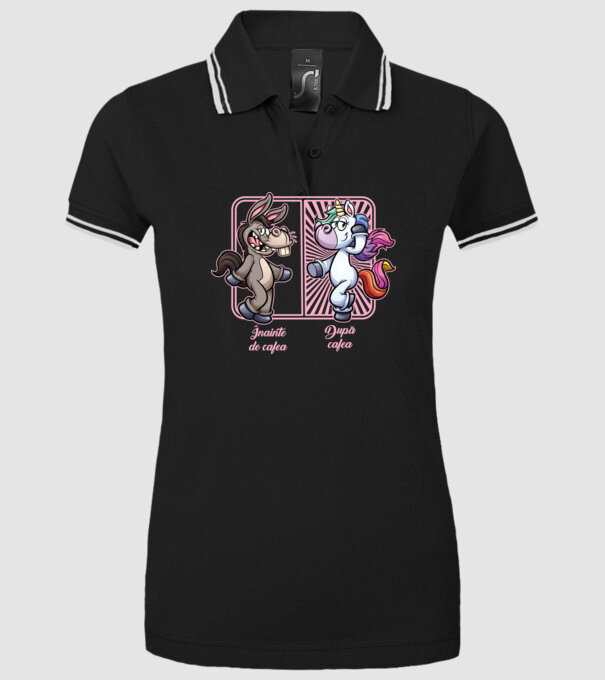 Înainte de cafea model negru pe tricou
