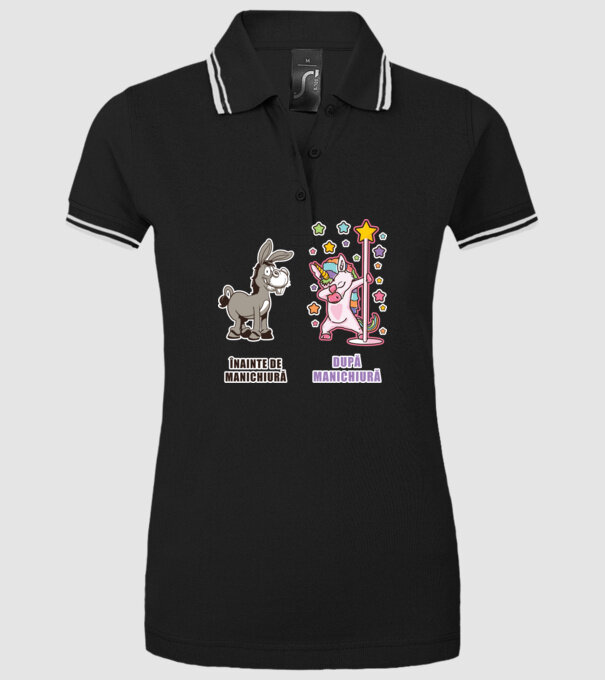 Înainte de manichiură - După manichiură model negru pe tricou