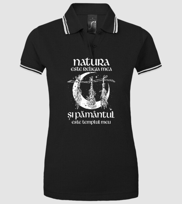 Natura este religia mea model negru pe tricou