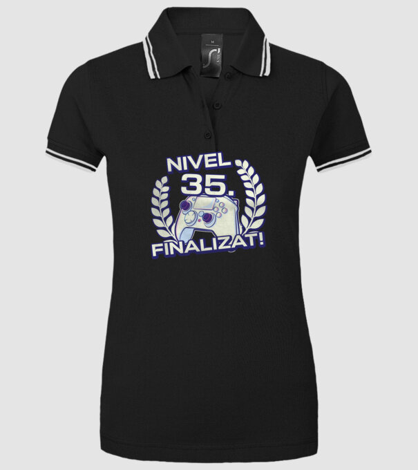 Nivel 35 finalizat! model negru pe tricou