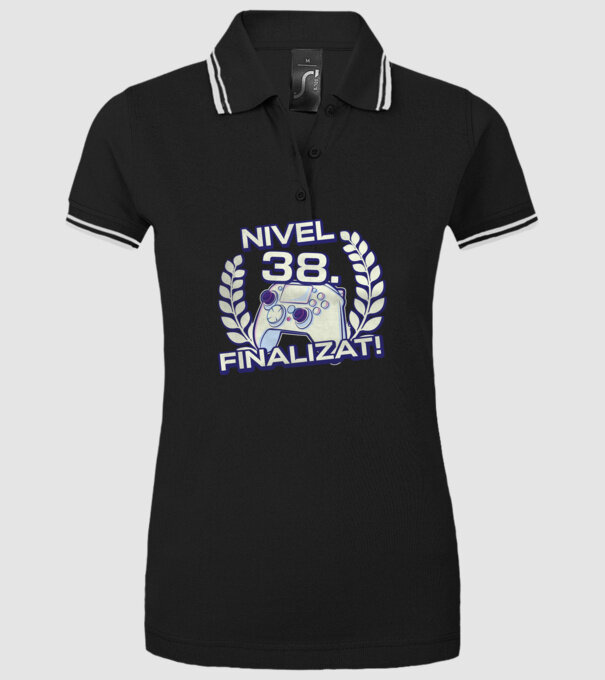Nivel 38 finalizat! model negru pe tricou