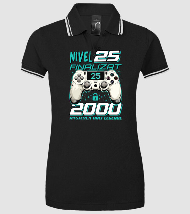 Nivel finalizat 25 2000 model negru pe tricou