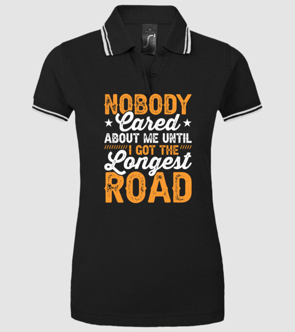Nobody cared unti I got the longest road model negru pe tricou