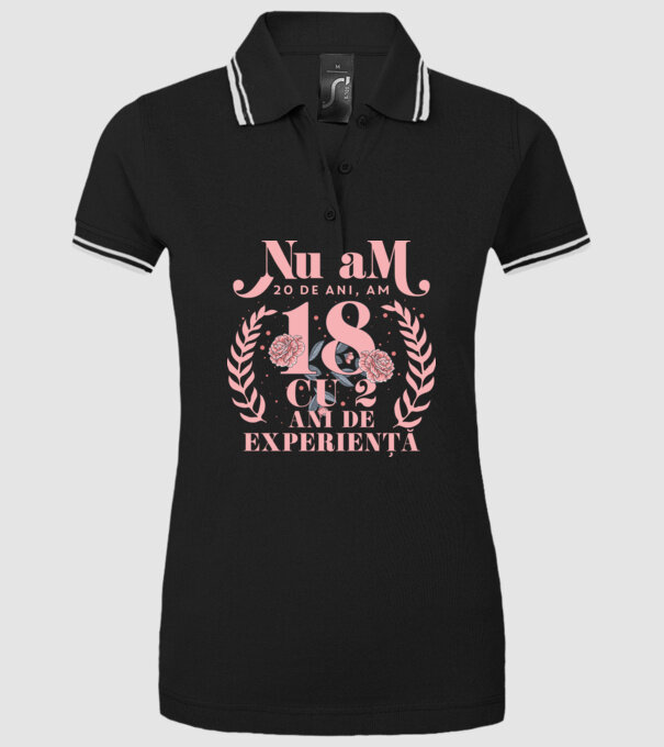 Nu am 20 de ani, am 18 cu 2 ani de experiență model negru pe tricou