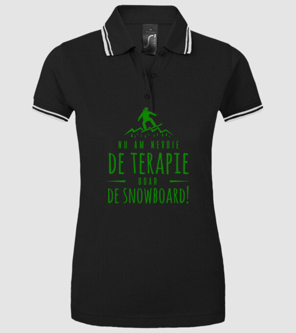 nu am nevoie de terapie doar de snowboard! model negru pe tricou