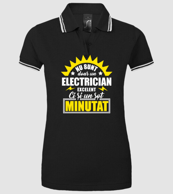 Nu sunt doar un electrician excelent, ci și un soț minunat! model negru pe tricou