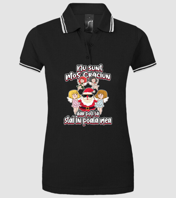Nu sunt Moș Crăciun, dar poți să stai în poala mea model negru pe tricou