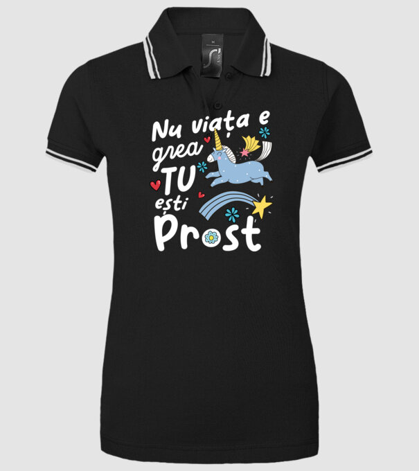 Nu viața e grea, tu ești prost model negru pe tricou