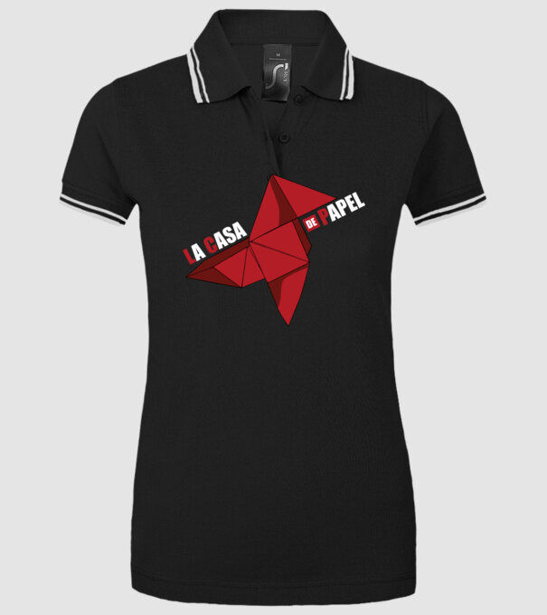origami la casa de papel model negru pe tricou