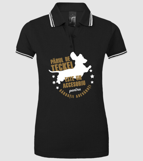 părul de teckel este un accesoriu pentru bărbații adevărați model negru pe tricou