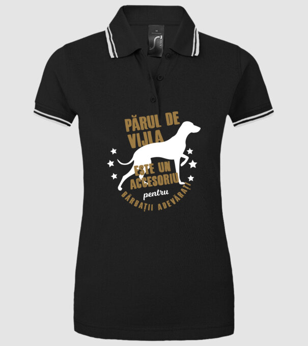 părul de vijla este un accesoriu pentru bărbații adevărați model negru pe tricou