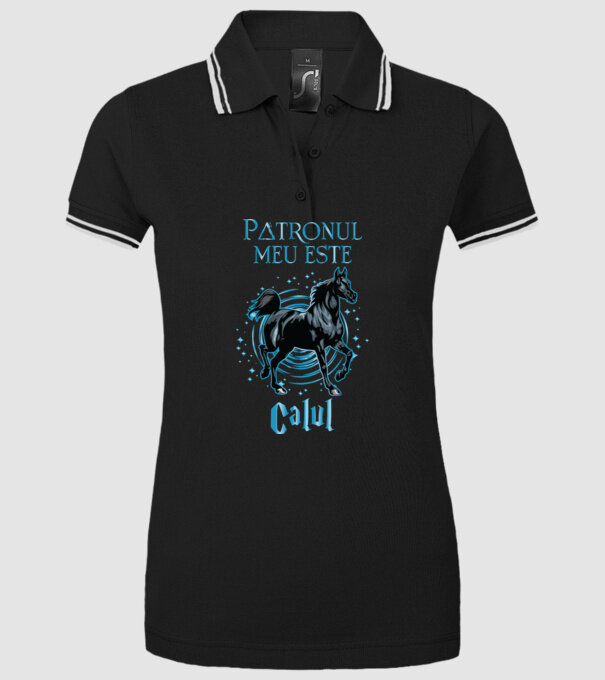 Patronul meu este CALUL model negru pe tricou