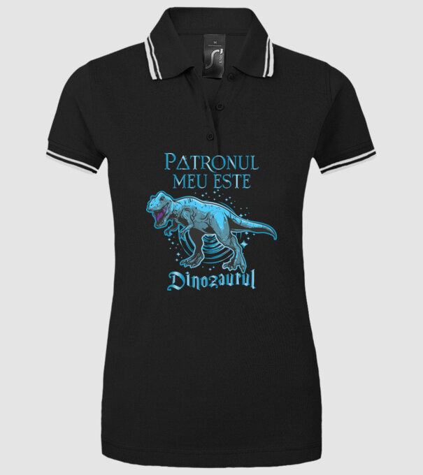 Patronul meu este dinozaurul model negru pe tricou