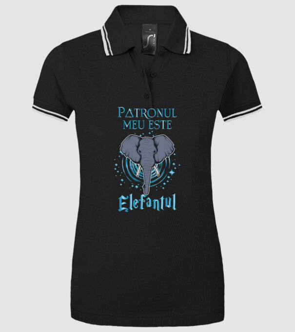 Patronul meu este ELEFANTUL model negru pe tricou