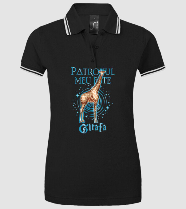 Patronul meu este GIRAFA model negru pe tricou
