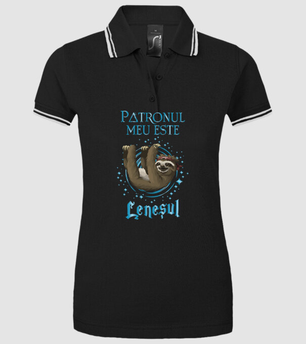 Patronul meu este LENEȘUL model negru pe tricou