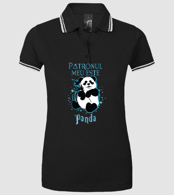 Patronul meu este PANDA model negru pe tricou