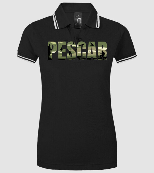 PESCAR model negru pe tricou
