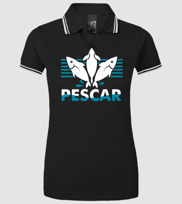 Pescar original model negru pe tricou