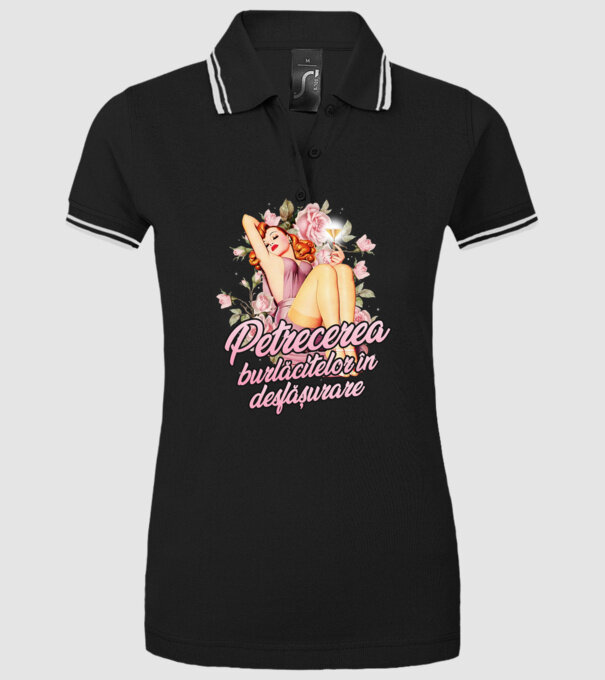 Petrecerea burlăcitelor în desfășurare model negru pe tricou