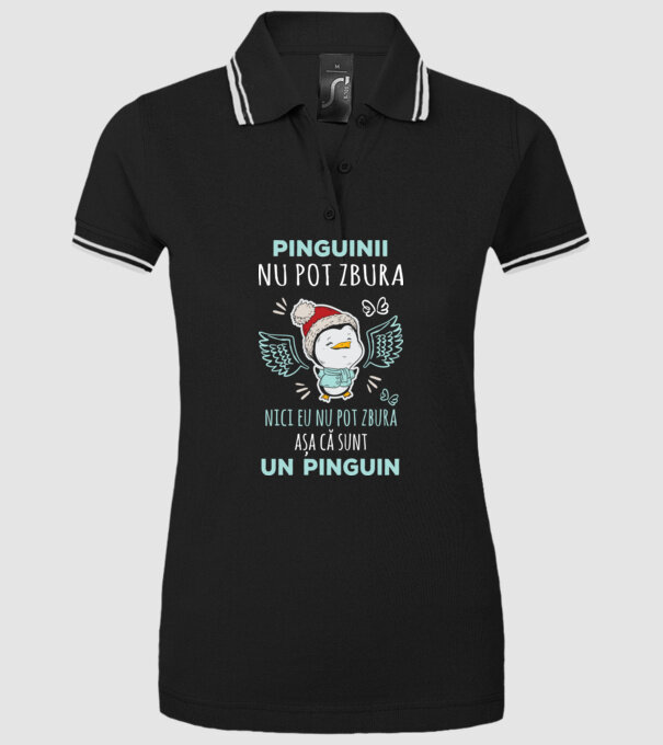 pinguinii nu pot zbura, nici eu nu pot zbura, așa că sunt un pinguin model negru pe tricou