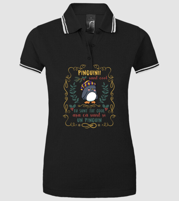 pinguinii sunt cool, eu sunt tot cool așa că sunt și un pinguin model negru pe tricou