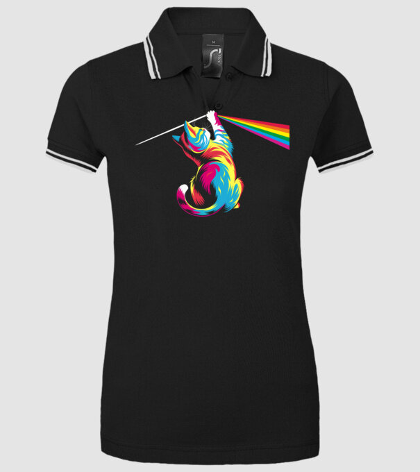 Pisica prismă model negru pe tricou