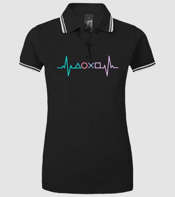 Playstation Symbols EKG model negru pe tricou