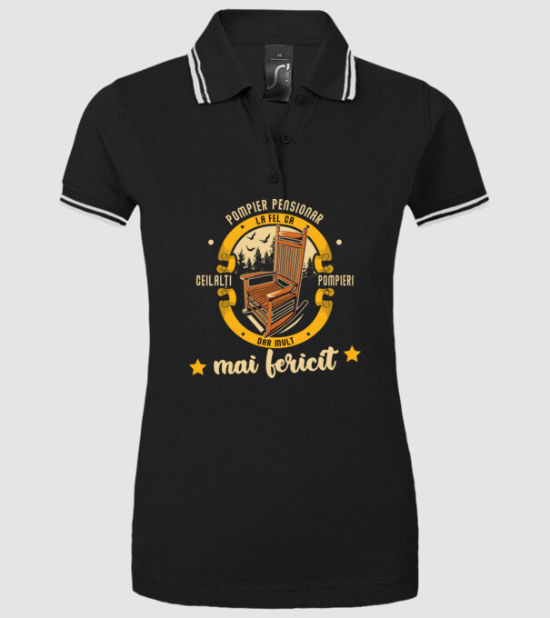POMPIER pensionar - la fel ca ceilalți pompieri, dar mult mai fericit model negru pe tricou