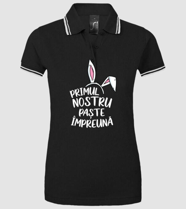 Primul nostru Paște împreună model negru pe tricou