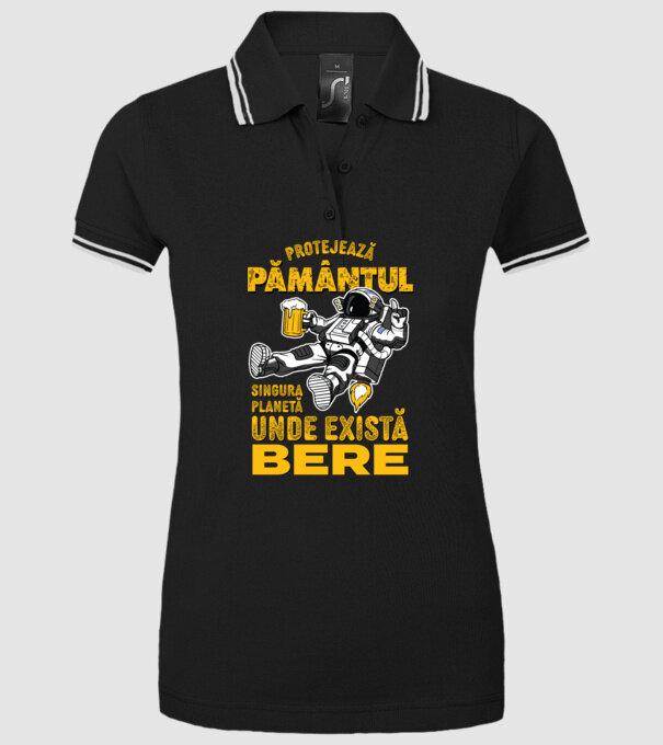 Protejează Pământul, singura planetă unde există bere model negru pe tricou