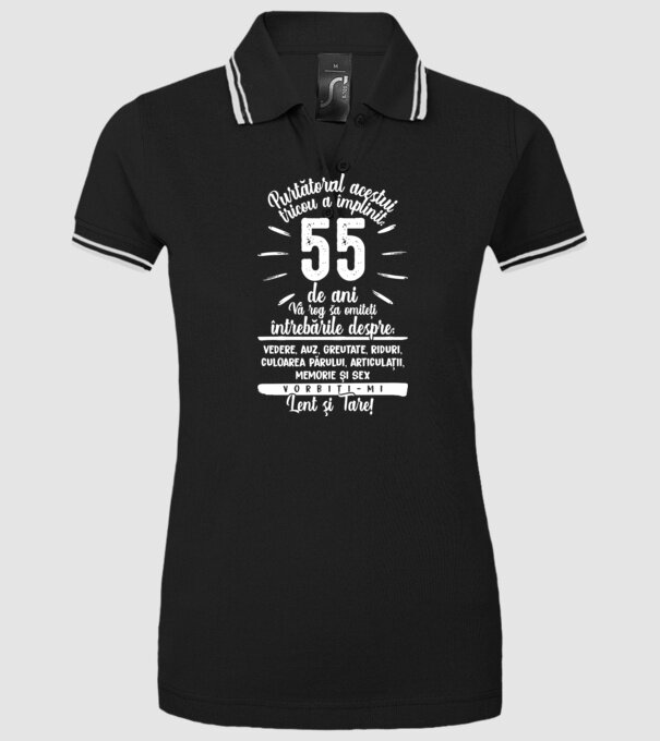 Purtătorul acestui tricou a împlinit: 55 de ani model negru pe tricou