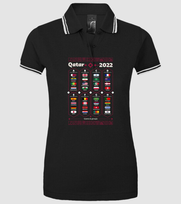 Qatar 2022 teams - groups model negru pe tricou