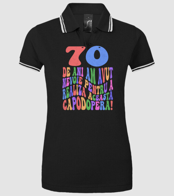 Realiza această capodoperă 70 model negru pe tricou
