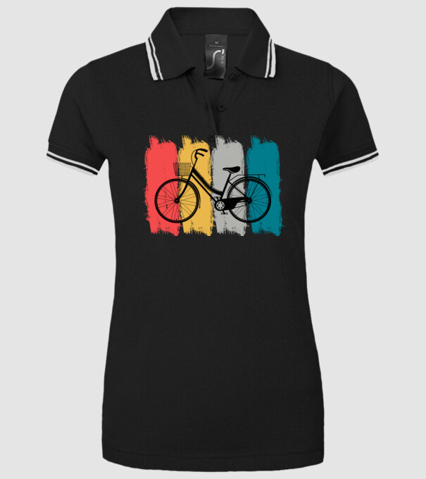 Retro city bike model negru pe tricou