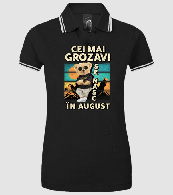 RETRO teddy AUGUST model negru pe tricou