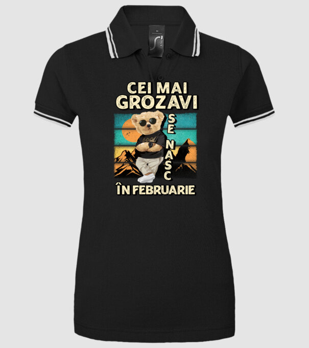 RETRO teddy FEBRUARIE model negru pe tricou