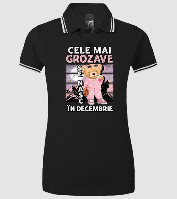 RETRO teddy fetişcană DECEMBRIE model negru pe tricou