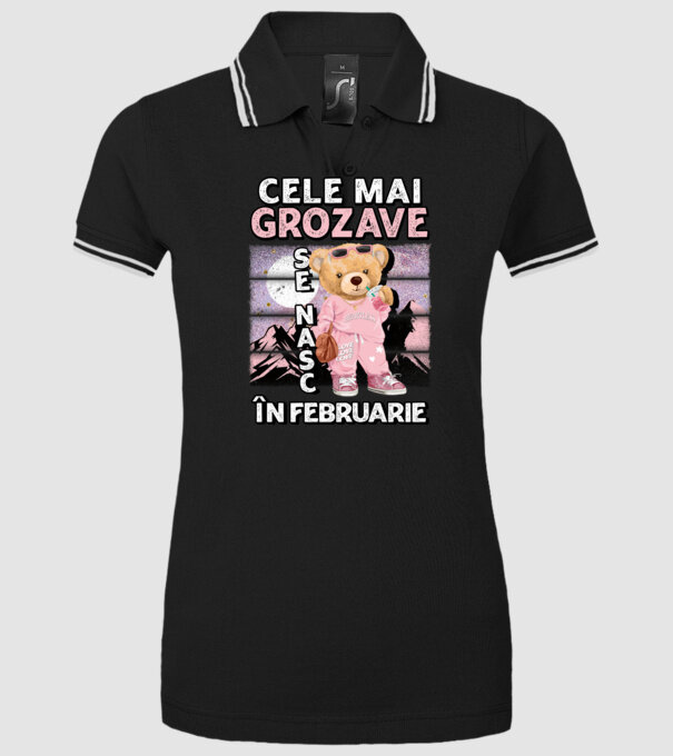 RETRO teddy fetişcană FEBRUARIE model negru pe tricou