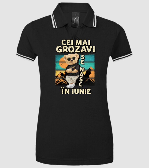 RETRO teddy IUNIE model negru pe tricou