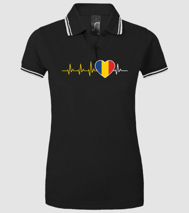 România heartbeat model negru pe tricou