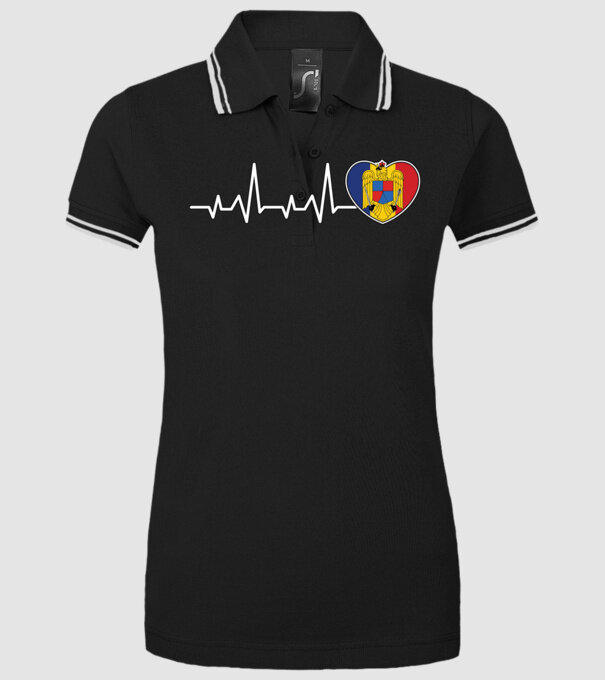 ROMANIA heartbeat model negru pe tricou