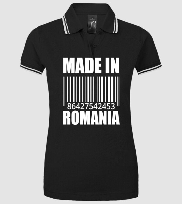 România made in model negru pe tricou